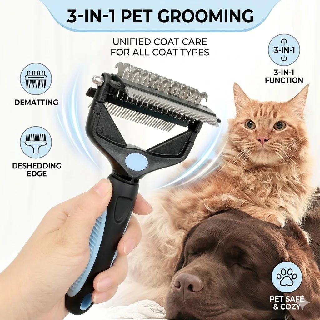 Undercoat Rake Dematting Tool Dog Shedding - Szczotka do usuwania sierści dla zwierząt