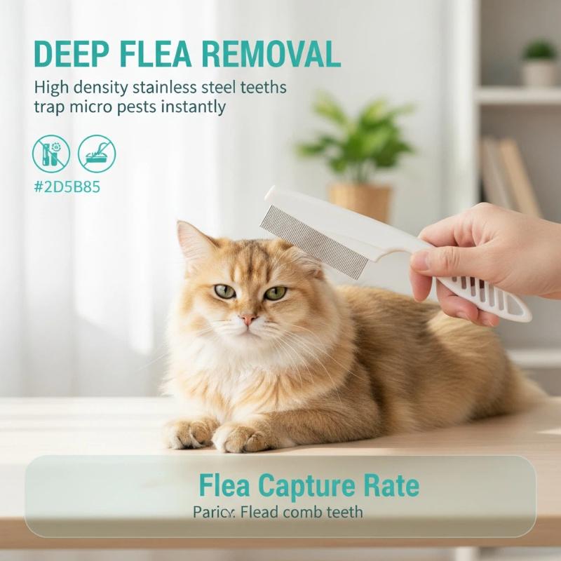 Flea Comb Fine Tooth Pet Tear Stain - Grzebień do usuwania plam i pająków,