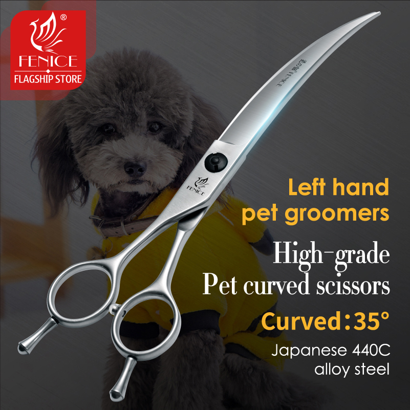 Professional Pet Grooming Scissors Curved - Fenice profesjonalna lewa ręka 7/7.5 Cal