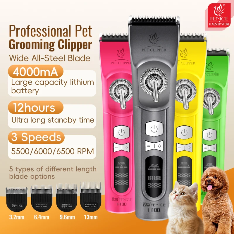 Cordless Dog Clippers Low Noise Grooming - Fenice H100 Bezprzewodowa, akumulatorowa maszynka do