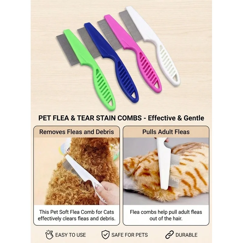 Delikatny grzebień ze stali ni – Flea Comb Fine Tooth Pet Tear Stain recenzja i cena