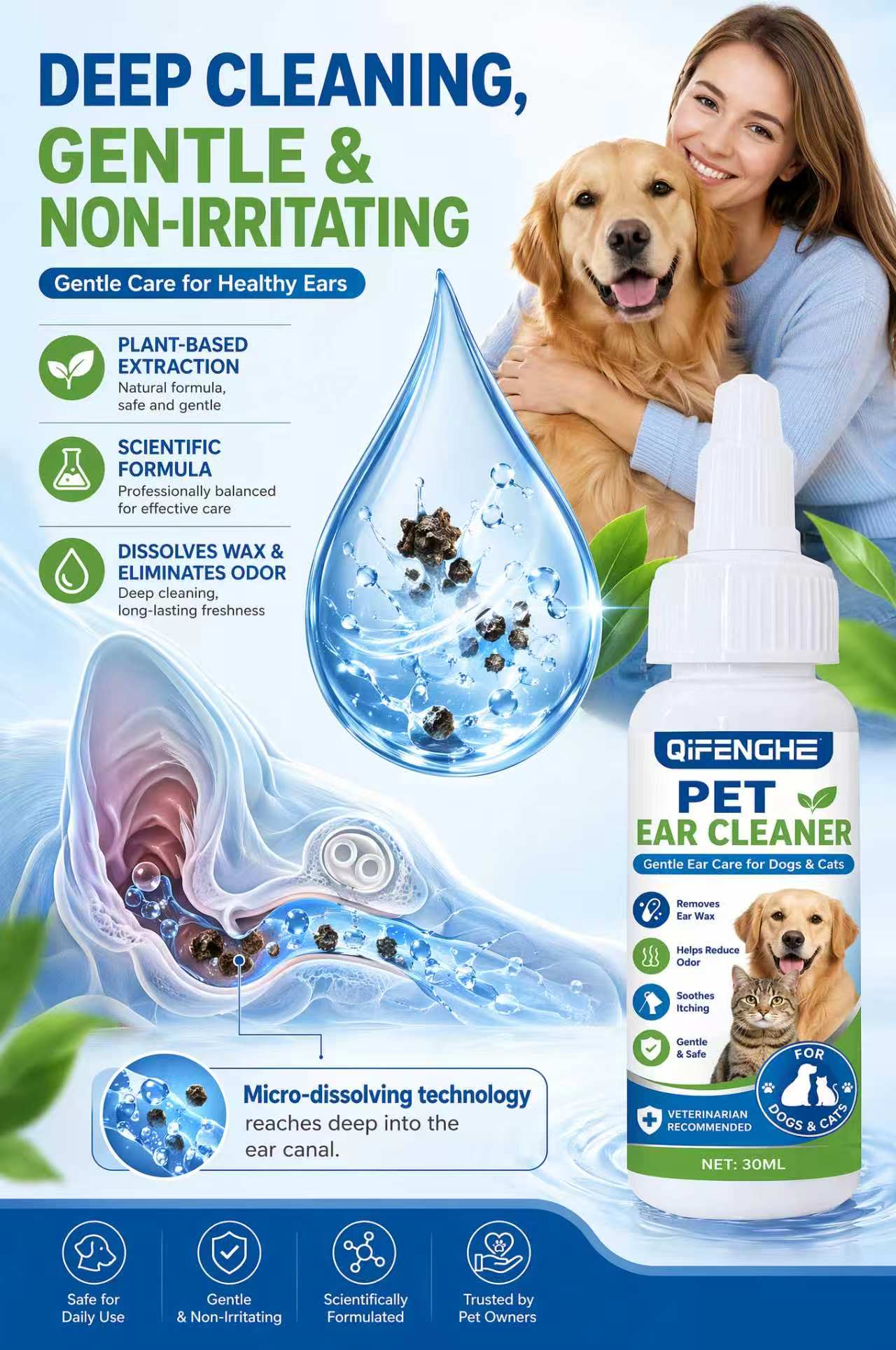 30ml Kropli do Czyszczenia Usz – Dog Ear Cleaner Solution Drops Wash recenzja i cena