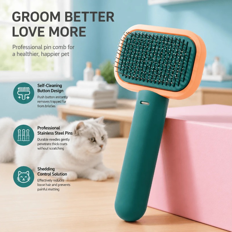 Szczotka do pielęgnacji zwierz – Slicker Brush Self Cleaning Pet Grooming recenzja i cena
