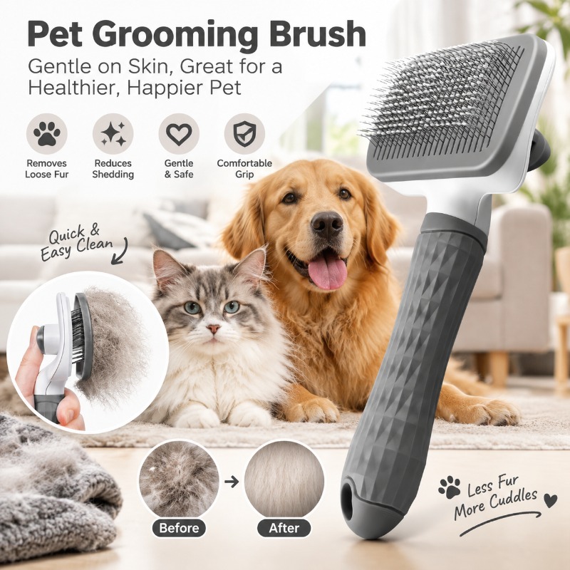 Szczotka do pielęgnacji zwierz – Slicker Brush Self Cleaning Pet Grooming recenzja i cena